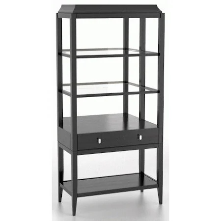 Customizable Buffet/Bookcase with Glass Shelves and Open Back